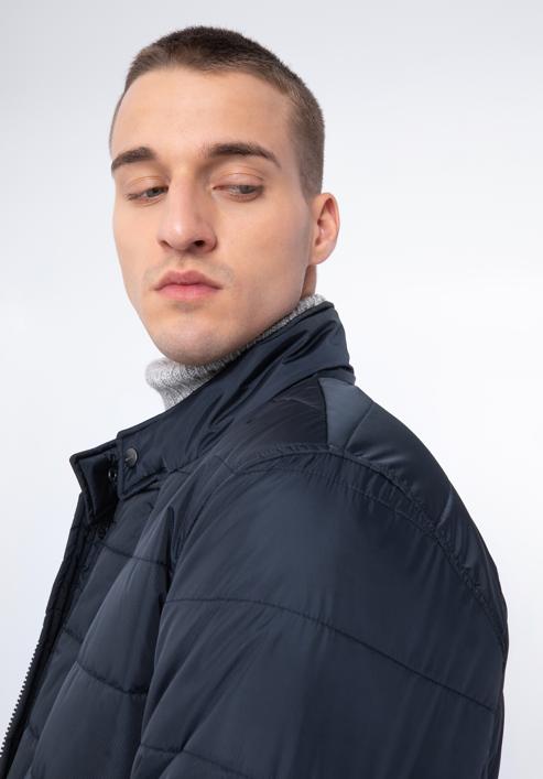 Men's quilted nylon jacket, navy blue, 97-9D-450-1-L, Photo 6
