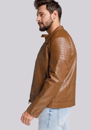 Męska kurtka z obszytymi kieszeniami, brązowy, 94-9P-153-5-XL, Zdjęcie 1