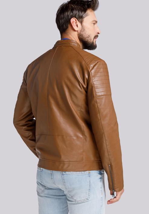 Męska kurtka z obszytymi kieszeniami, brązowy, 94-9P-153-5-M, Zdjęcie 4