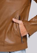 Męska kurtka z obszytymi kieszeniami, brązowy, 94-9P-153-1-2XL, Zdjęcie 6