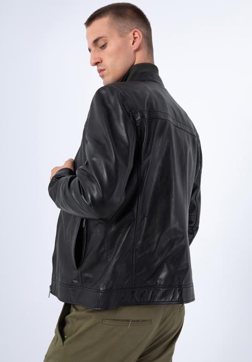 Męska kurtka ze skóry klasyczna, czarny, 97-09-854-1-XL, Zdjęcie 17