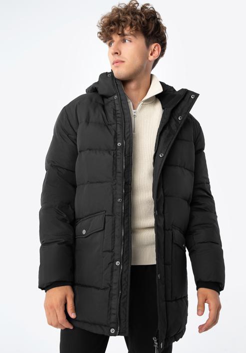 Męska kurtka zimowa z kapturem, czarny, 93-9D-451-1-XL, Zdjęcie 3