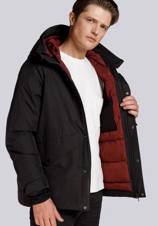 Męska kurtka zimowa z podwójnym kapturem, czarny, 93-9D-453-1-XL, Zdjęcie 1