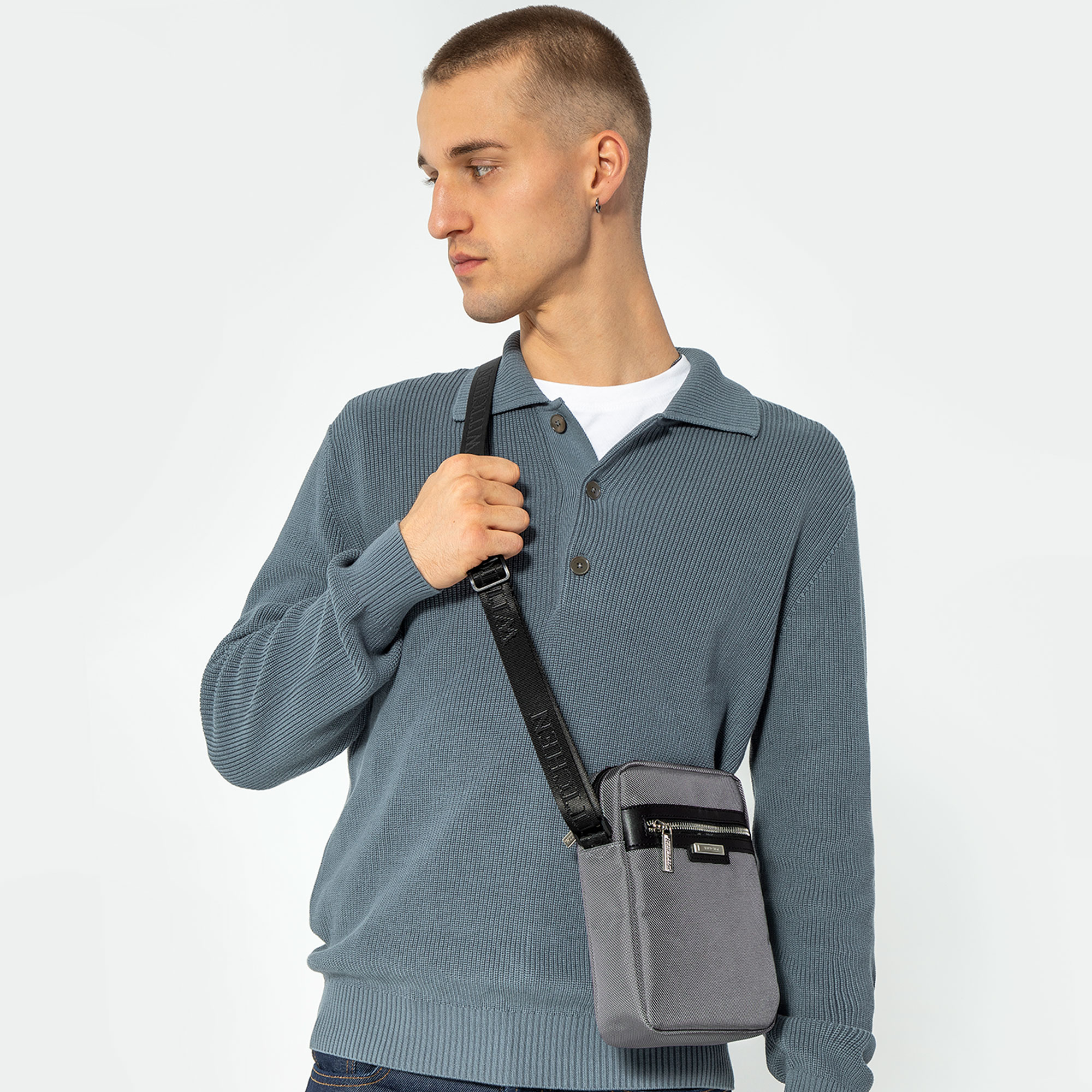 Pánska polyesterová crossbody taška sivá 100-4U-906-8, Vyberte variant šedá