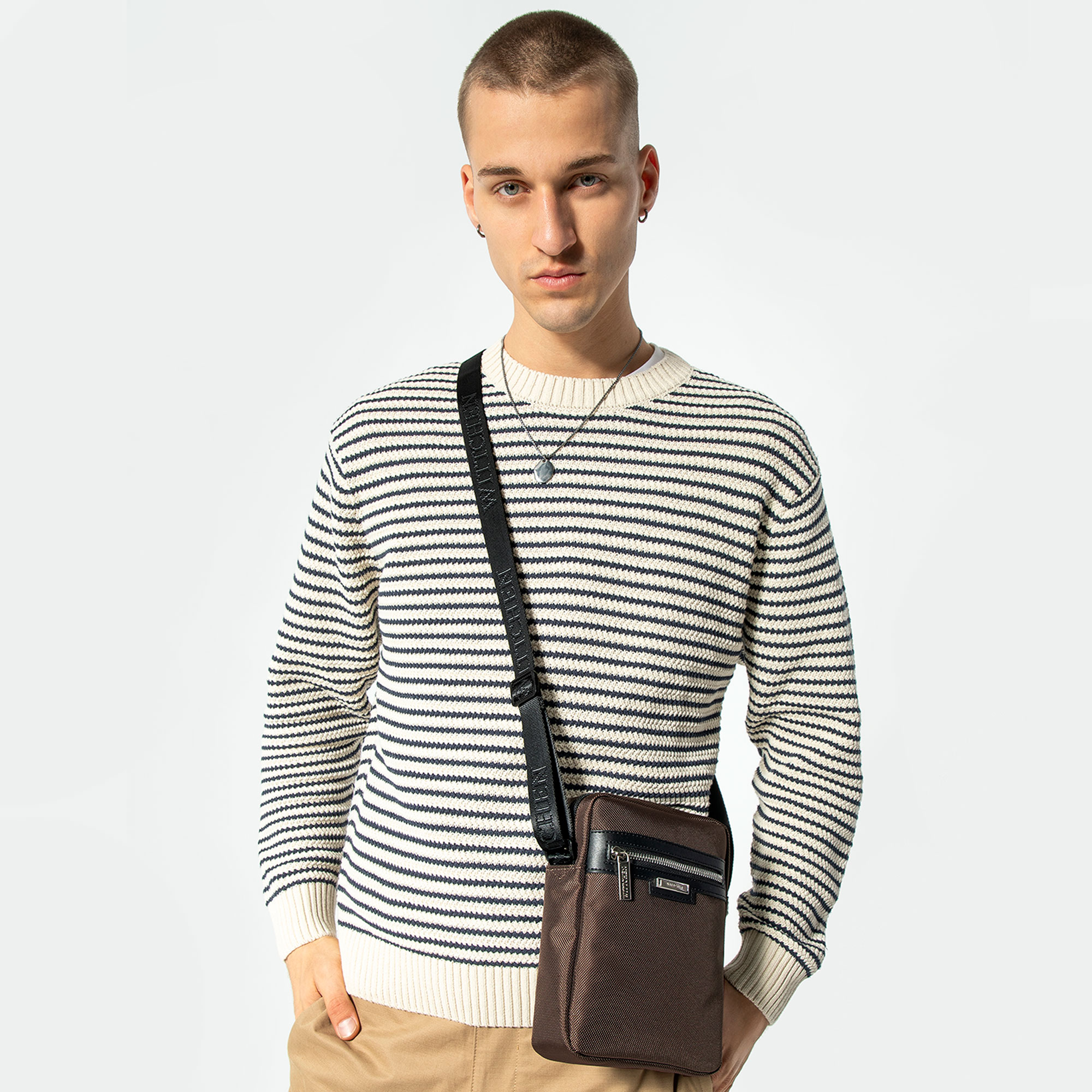 Pánska polyesterová crossbody taška hnedá 100-4U-906-Z, Vyberte variant zelená