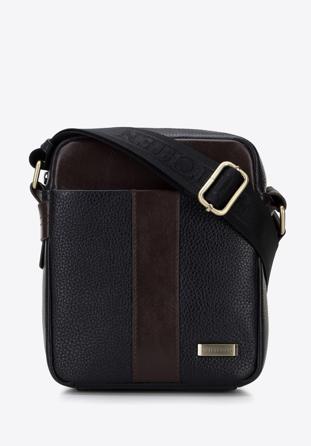 Men's small leather messenger bag, black-brown, 96-4U-805-4, Photo 1