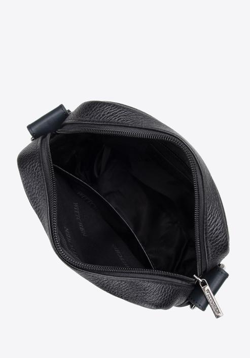 Men's small leather messenger bag, black-navy blue, 96-4U-805-7, Photo 3