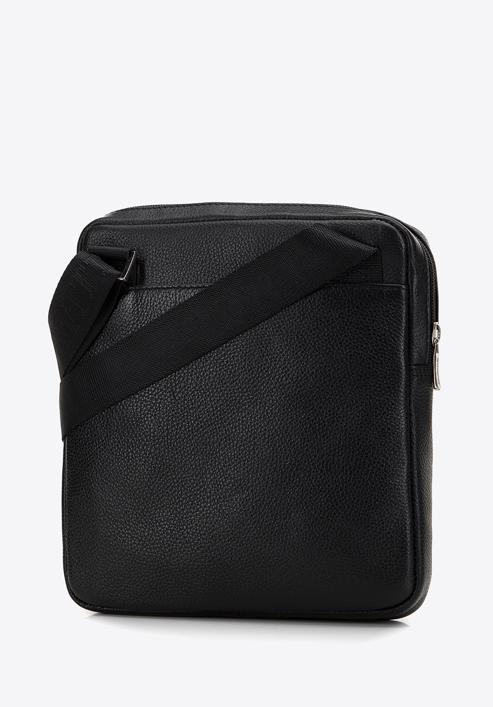 Men's leather messenger bag with a front zip pocket, black, 98-4U-902-1, Photo 2