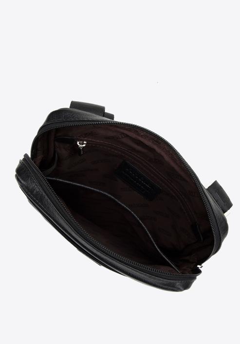 Men's leather messenger bag with a front zip pocket, black, 98-4U-902-1, Photo 3