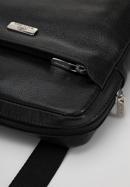 Men's leather messenger bag with a front zip pocket, black, 98-4U-902-1, Photo 4