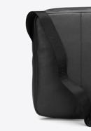 Męska listonoszka skórzana stębnowana średnia, czarno-srebrny, 92-4U-900-8N, Zdjęcie 5