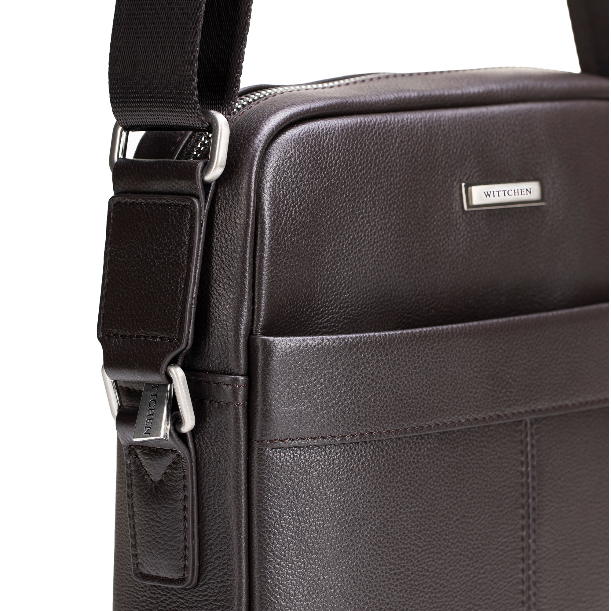 Pánska kožená crossbody taška s prešívaním tmavohnedá 102-4U-605-4, Vyberte variant tmavohnedá