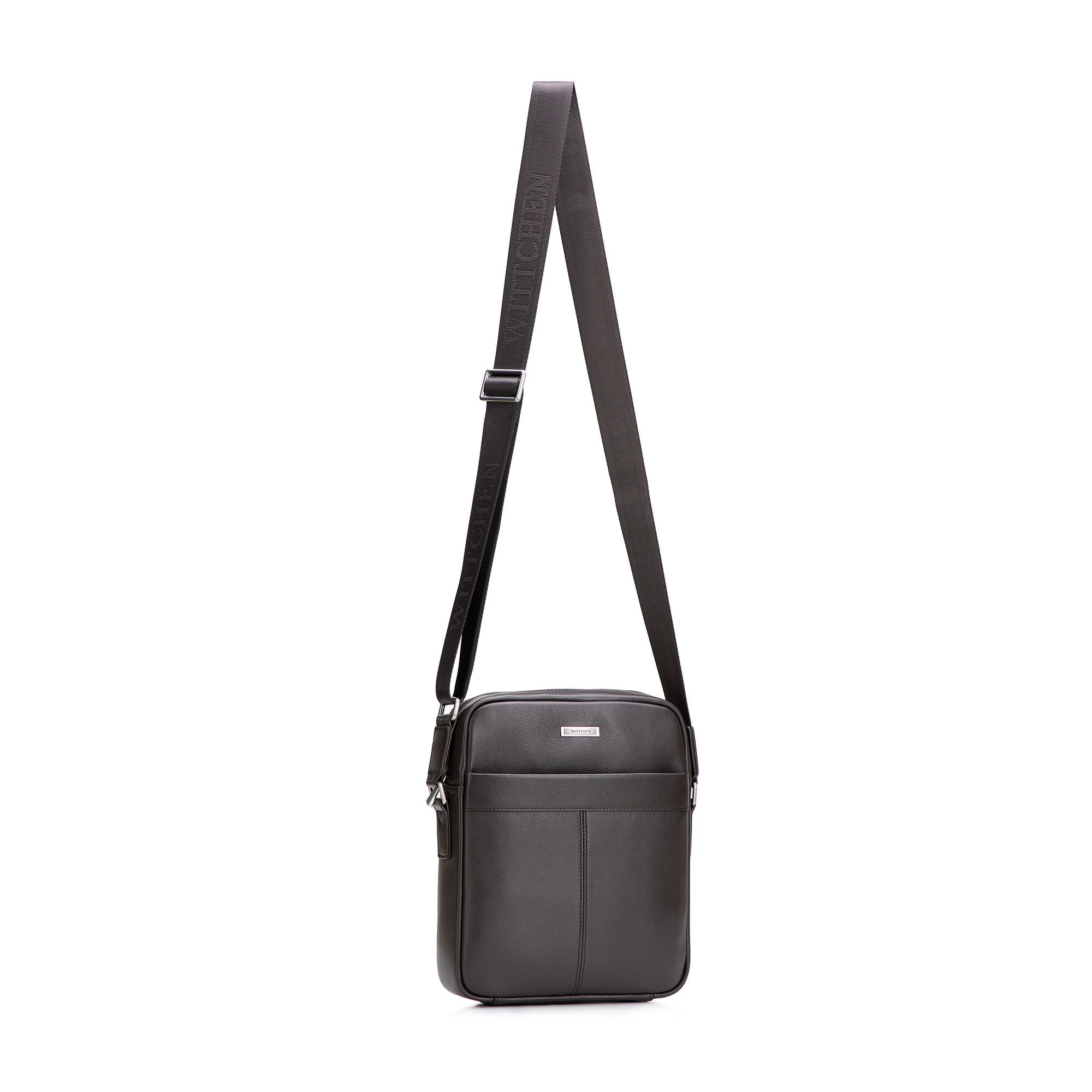 Pánska kožená crossbody taška s prešívaním tmavohnedá 102-4U-605-4, Vyberte variant tmavohnedá