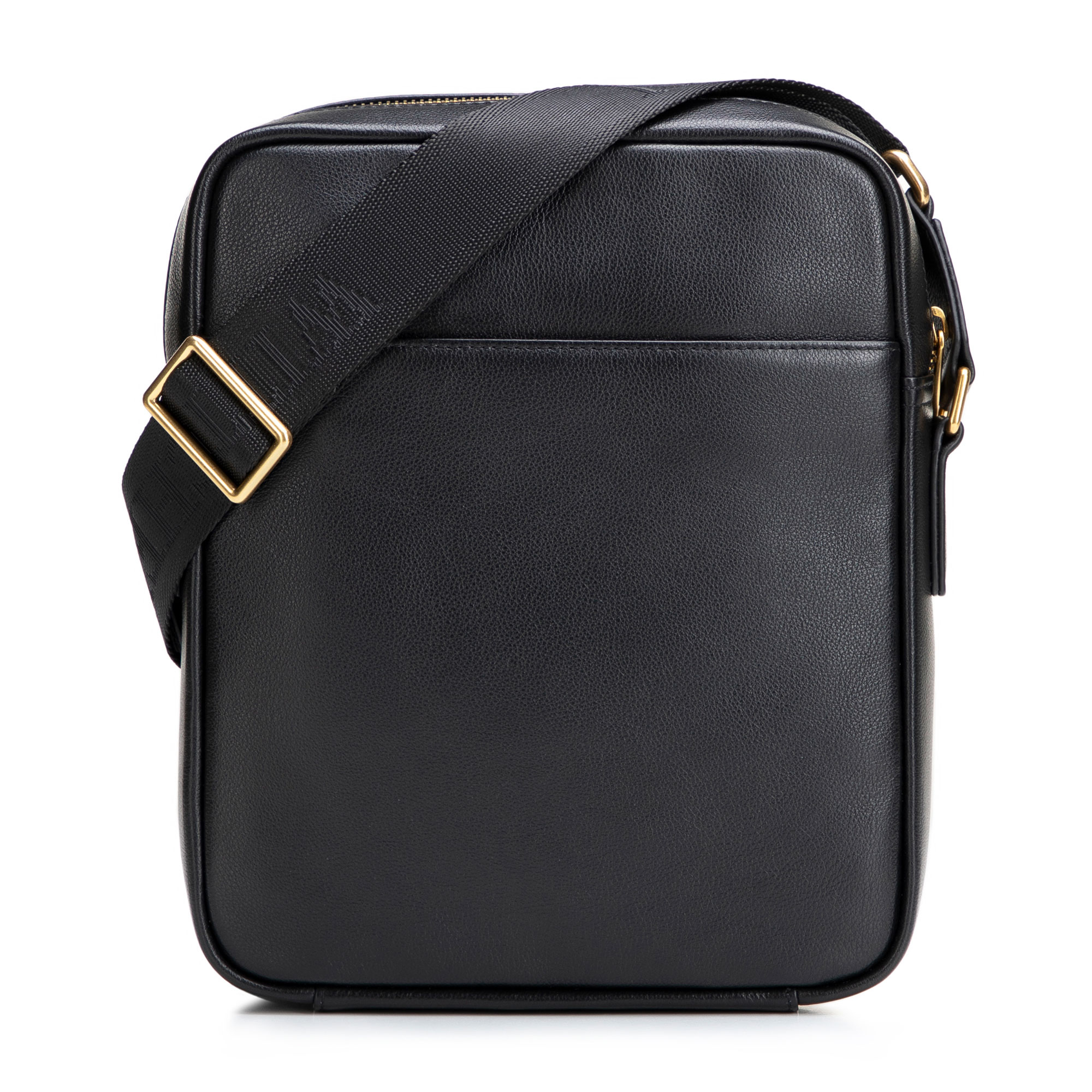Malá pánska kožená crossbody taška s prešívaním čierno-zlatá 102-4U-605-1G, Vyberte variant čierno-zlatá