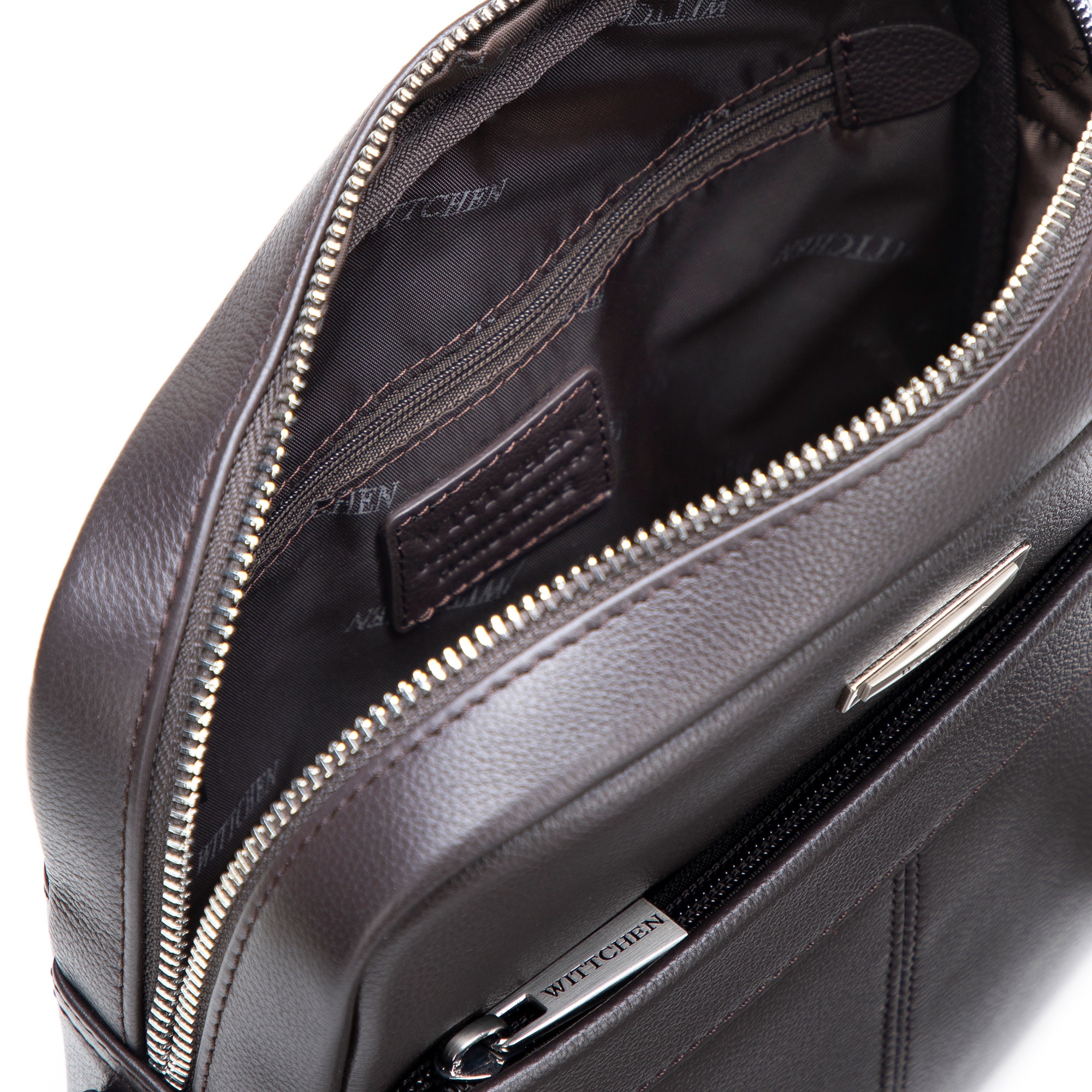 Pánska kožená crossbody taška s prešívaním tmavohnedá 102-4U-605-4, Vyberte variant tmavohnedá