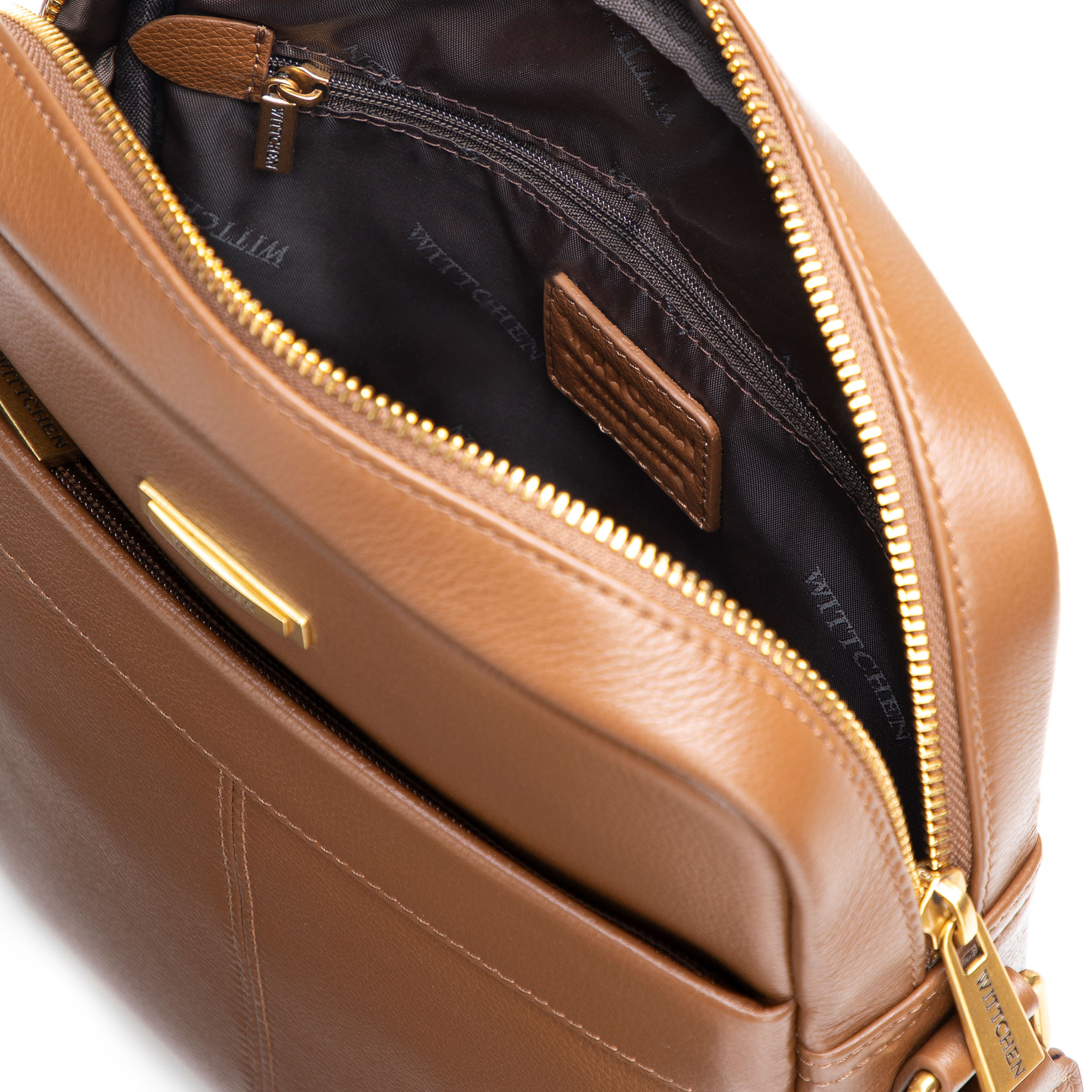 Malá pánska kožená crossbody taška s prešívaním svetlohnedá 102-4U-605-5, Vyberte variant svetlohnedá