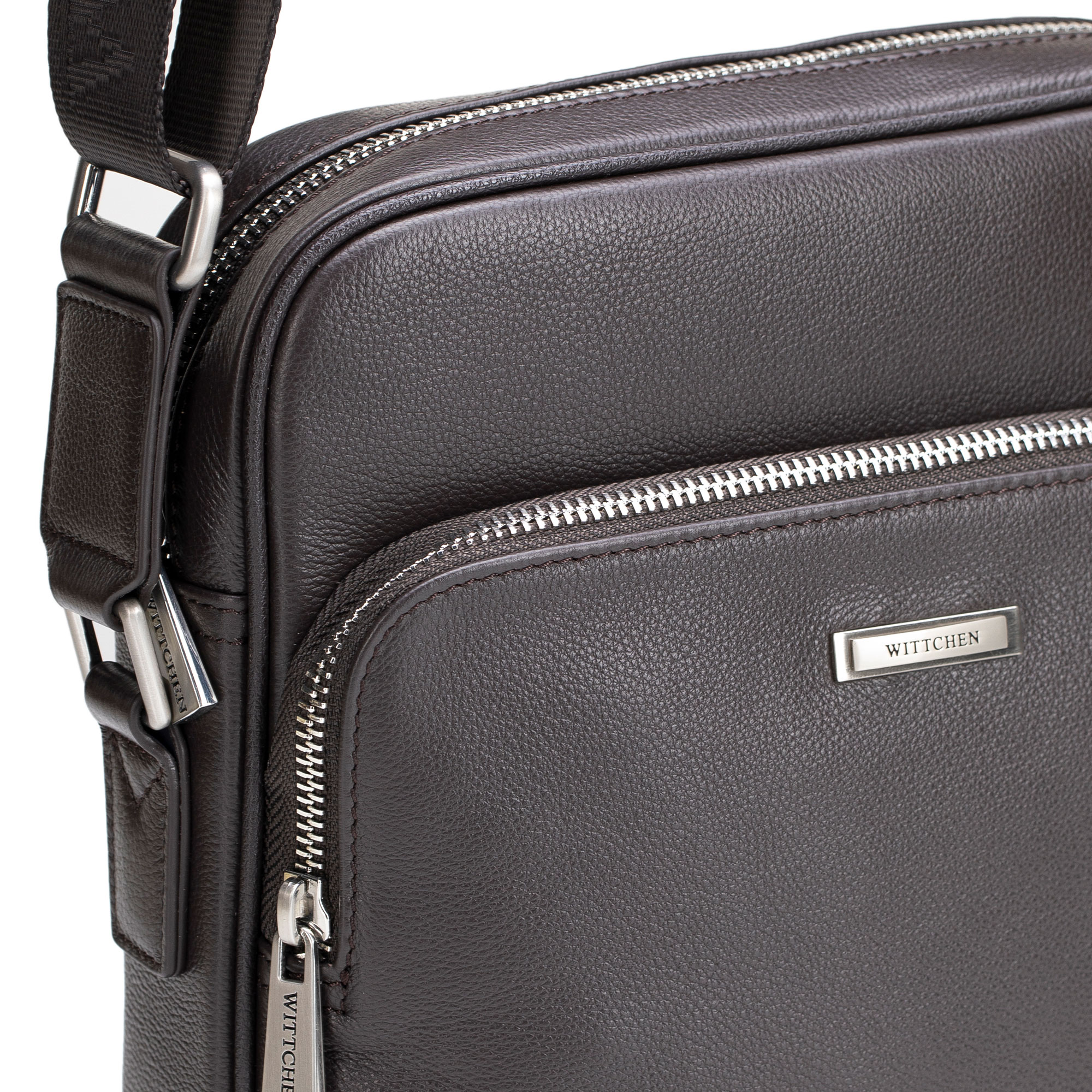 Pánska kožená crossbody taška s prídavným vreckom tmavohnedá 102-4U-603-4, Vyberte variant tmavohnedá