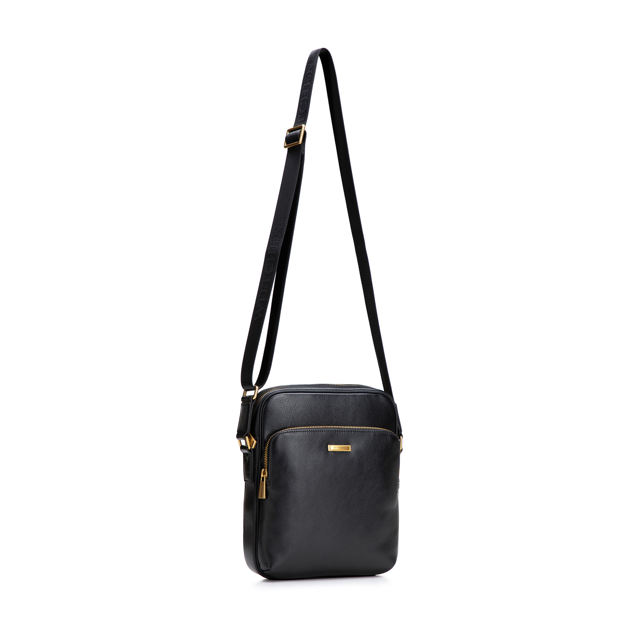 Malá pánska kožená crossbody taška s prídavným vreckom čierno-zlatá 102-4U-603-1G, Vyberte variant čierno-zlatá