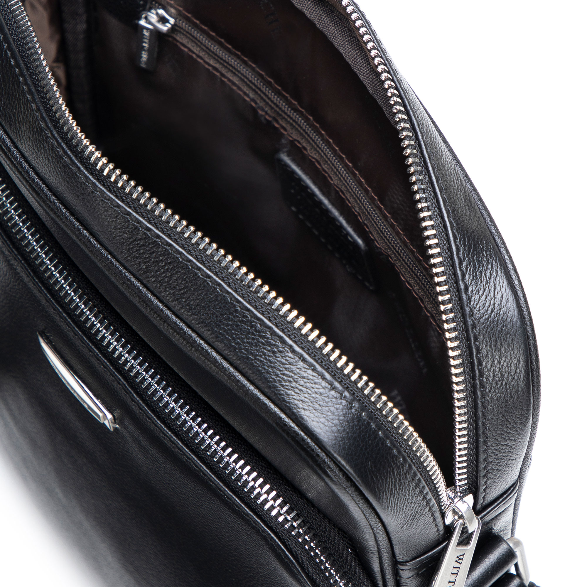 Pánska kožená crossbody taška s prídavným vreckom čierno-strieborná 102-4U-603-1S, Vyberte variant čierno-strieborná