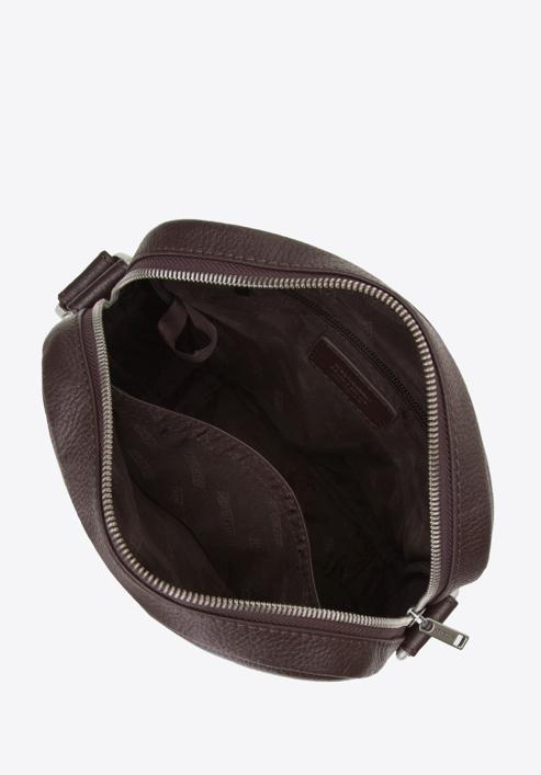 Men's leather messenger bag with zipped pocket, dark brown, 97-4U-005-4, Photo 3