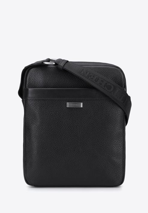 Men's leather messenger bag, black, 96-4U-806-1, Photo 1