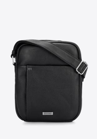 Men's leather messenger bag, black, 97-4U-010-1, Photo 1