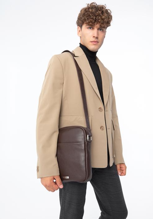 Men's leather messenger bag, dark brown, 97-4U-010-1, Photo 15