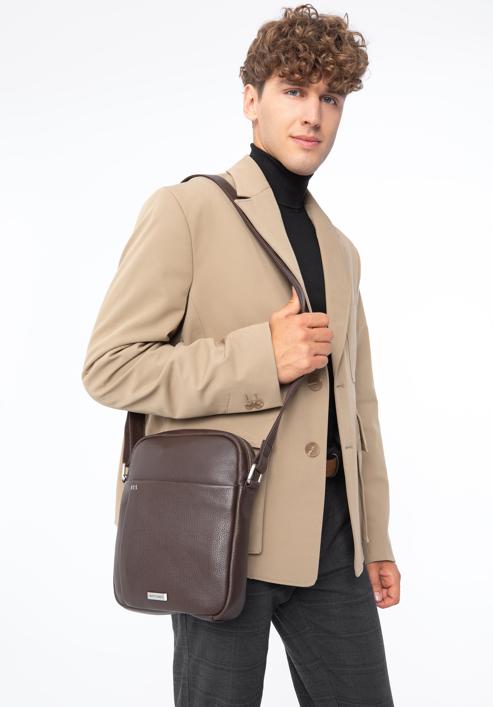 Men's leather messenger bag, dark brown, 97-4U-010-1, Photo 16