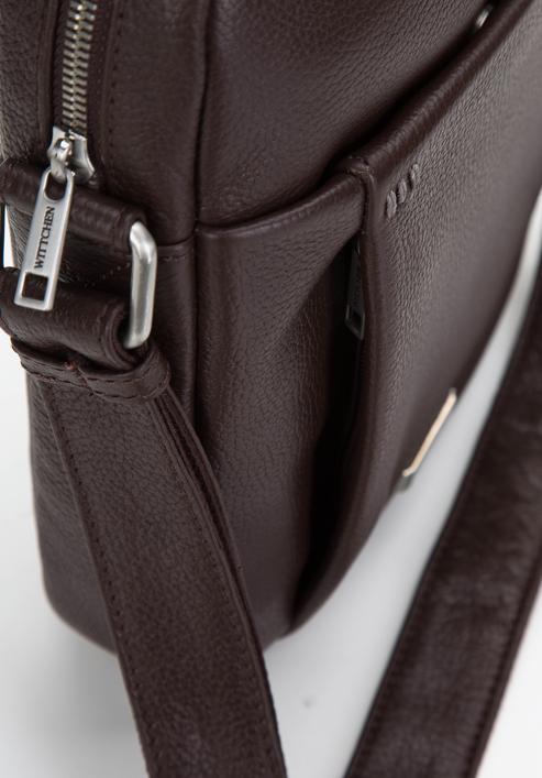 Men's leather messenger bag, dark brown, 97-4U-010-1, Photo 4