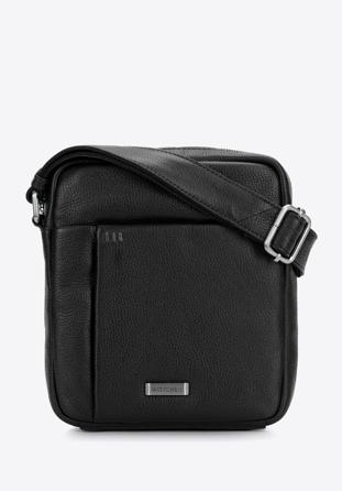 Men's small leather messenger bag, black, 97-4U-011-1, Photo 1