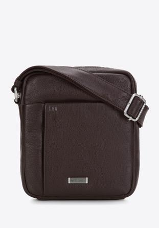 Men's small leather messenger bag, dark brown, 97-4U-011-4, Photo 1