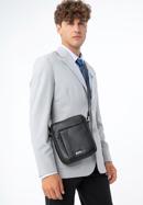 Men's small leather messenger bag, black, 97-4U-011-4, Photo 15