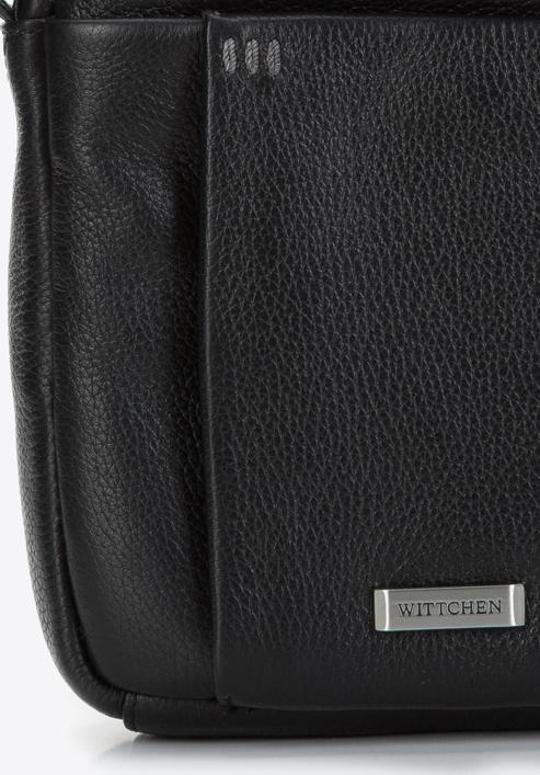 Men's small leather messenger bag, black, 97-4U-011-4, Photo 4