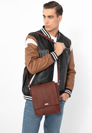 Men's leather messenger bag, brown, 97-4U-008-5, Photo 1
