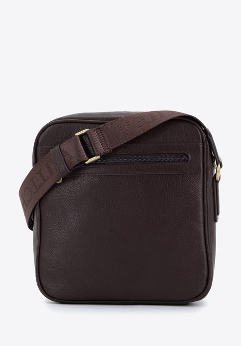 Men's messenger bag with a striped detail, dark brown, 95-4U-101-1, Photo 2