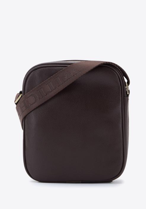 Men's small messenger bag with striped detail, dark brown, 95-4U-100-4, Photo 2