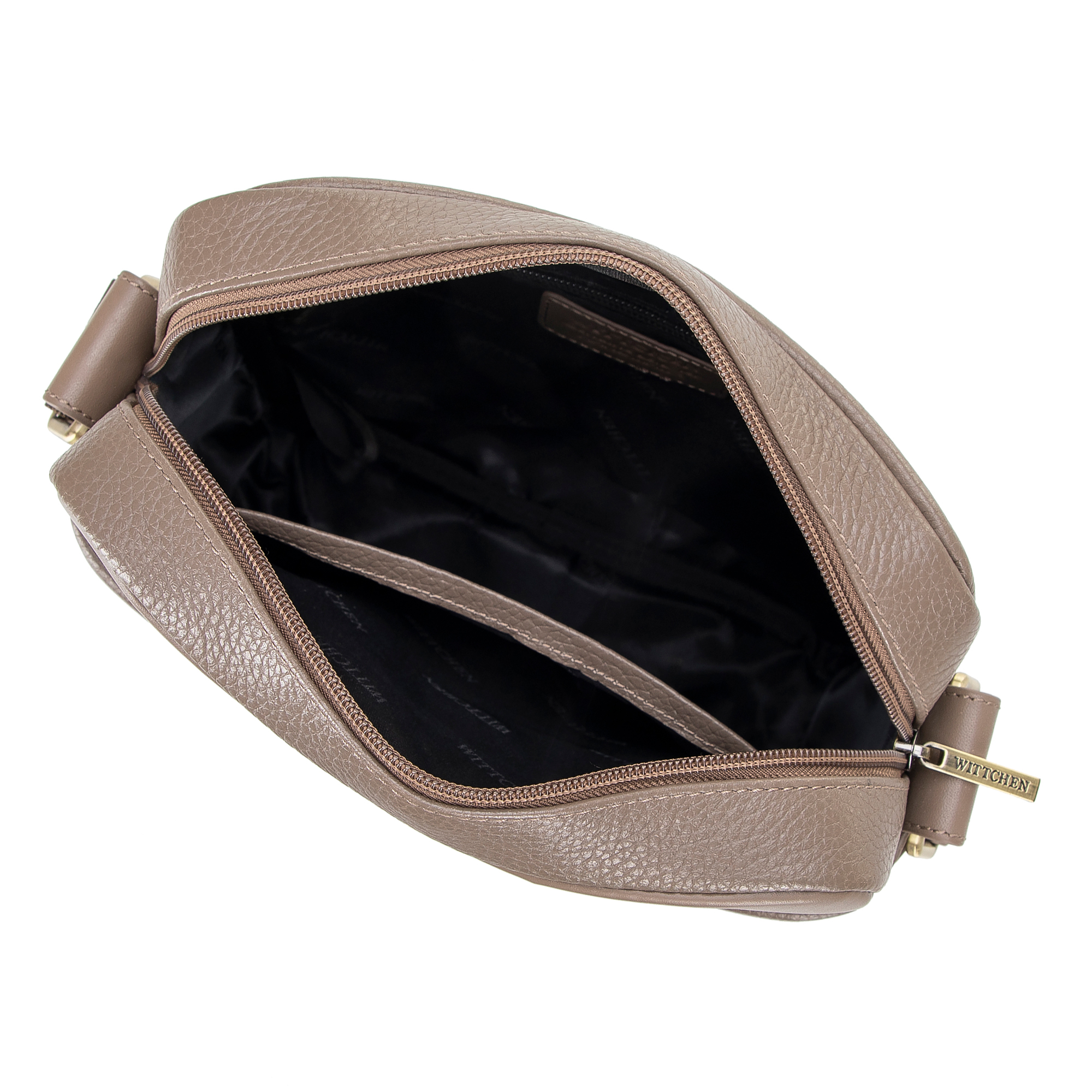 Pánska kožená crossbody taška s prešívaním taupe 100-4U-803-9, Vyberte variant taupe