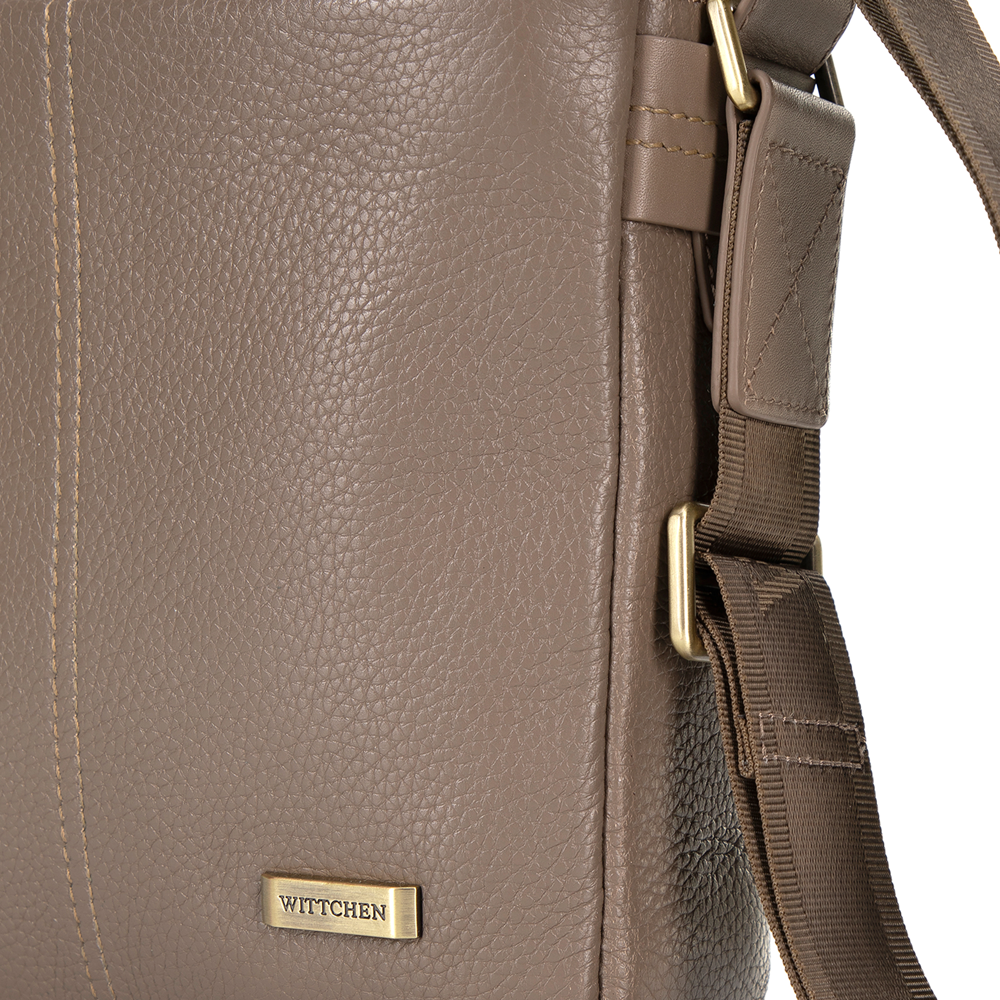 Pánska kožená crossbody taška s prešívaním taupe 100-4U-803-9, Vyberte variant taupe