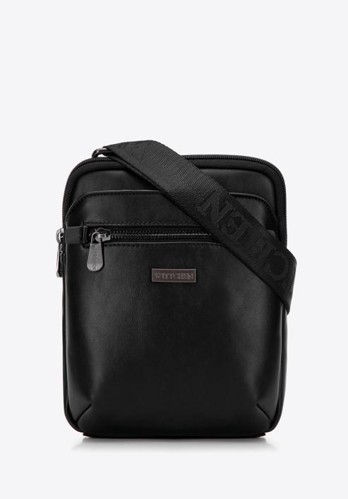 Men's faux leather messenger bag with pockets, black, 98-4P-506-9, Photo 1