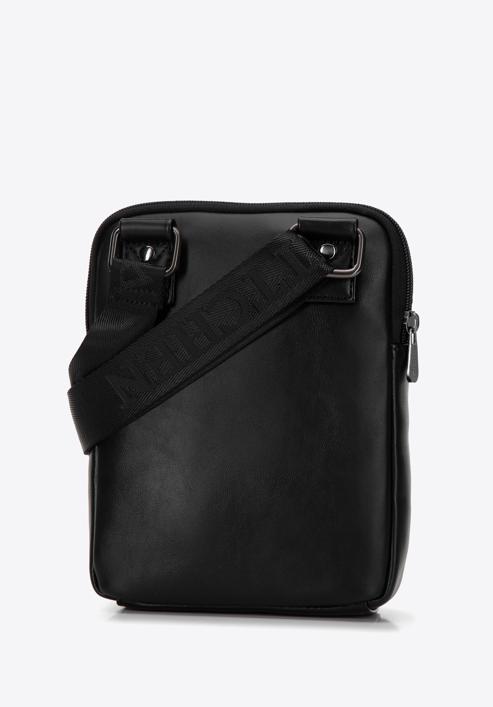 Men's faux leather messenger bag with pockets, black, 98-4P-506-8, Photo 2