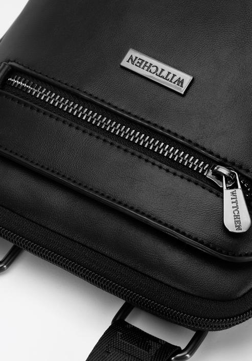 Men's faux leather messenger bag with pockets, black, 98-4P-506-8, Photo 4
