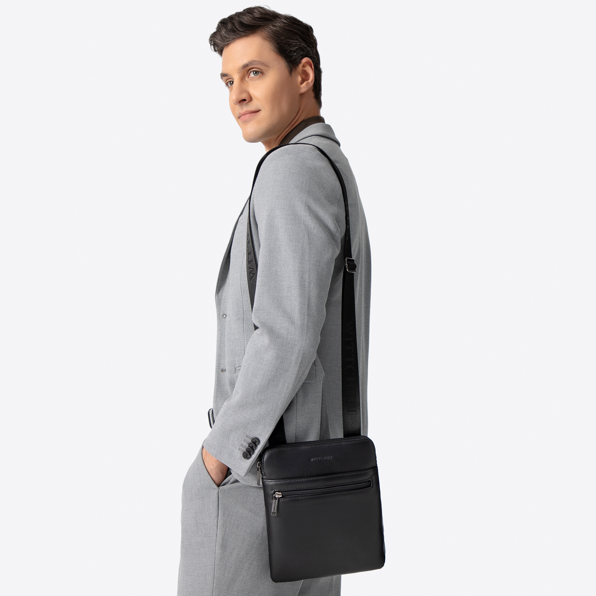 Pánska kožená crossbody taška čierna 100-4P-908-1, Vyberte variant čierna