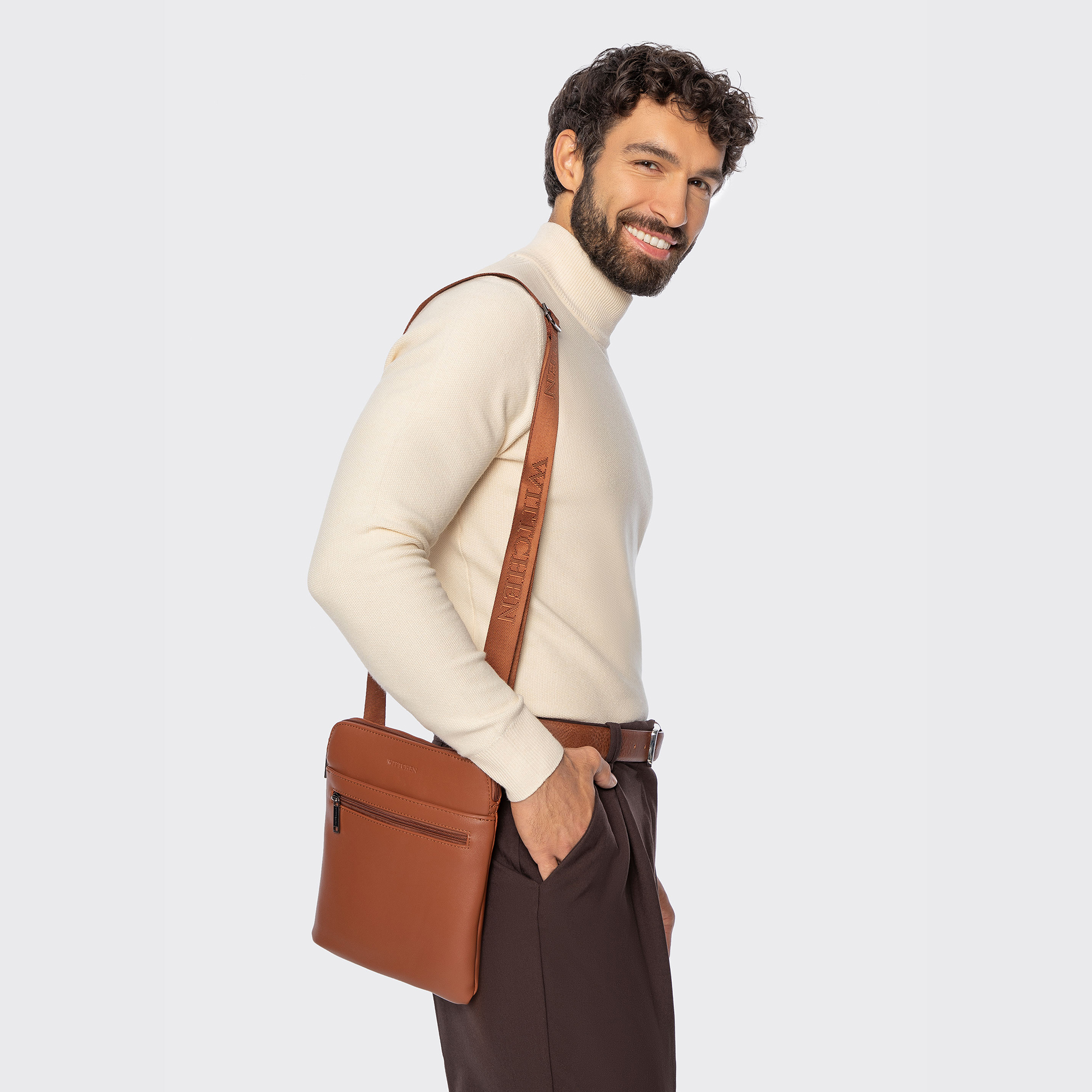 Pánska kožená crossbody taška hnedá 100-4P-908-5, Vyberte variant hnedá