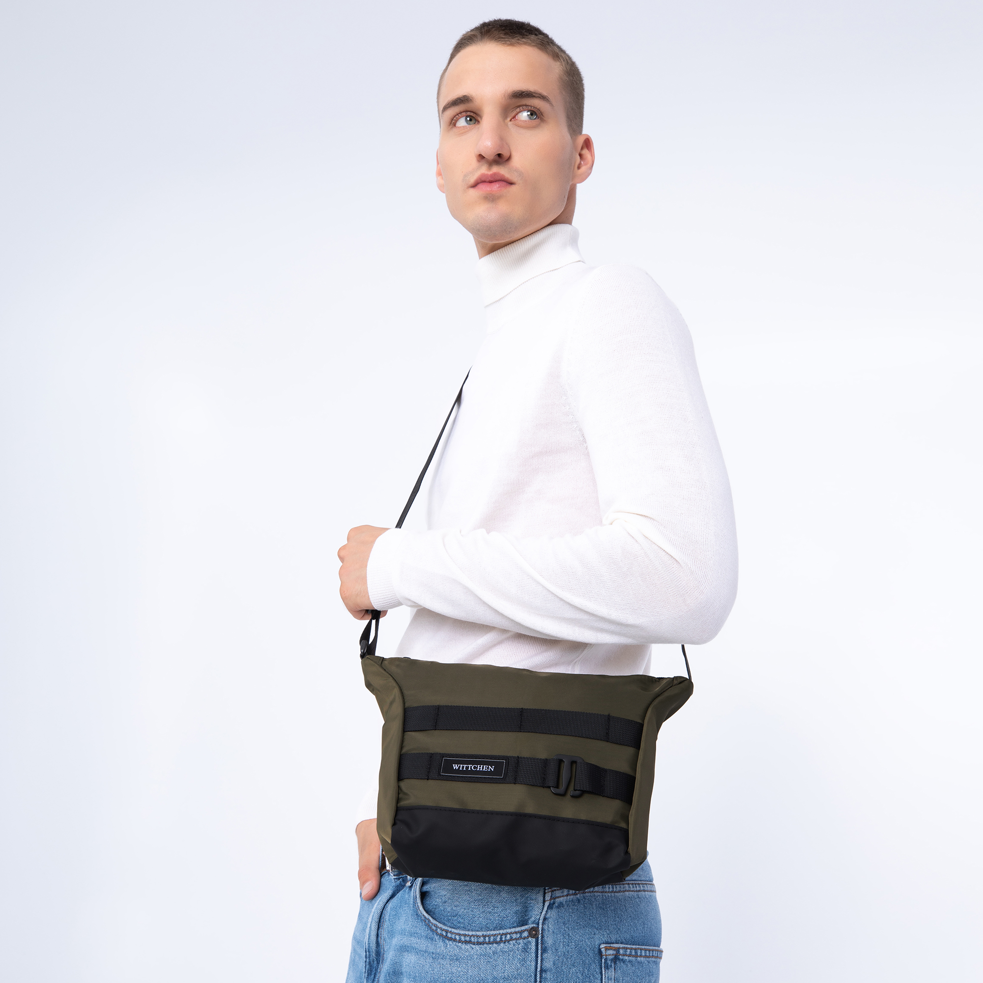 Malá pánska polyesterová crossbody taška 56-3S-803-80, Vyberte variant zelená