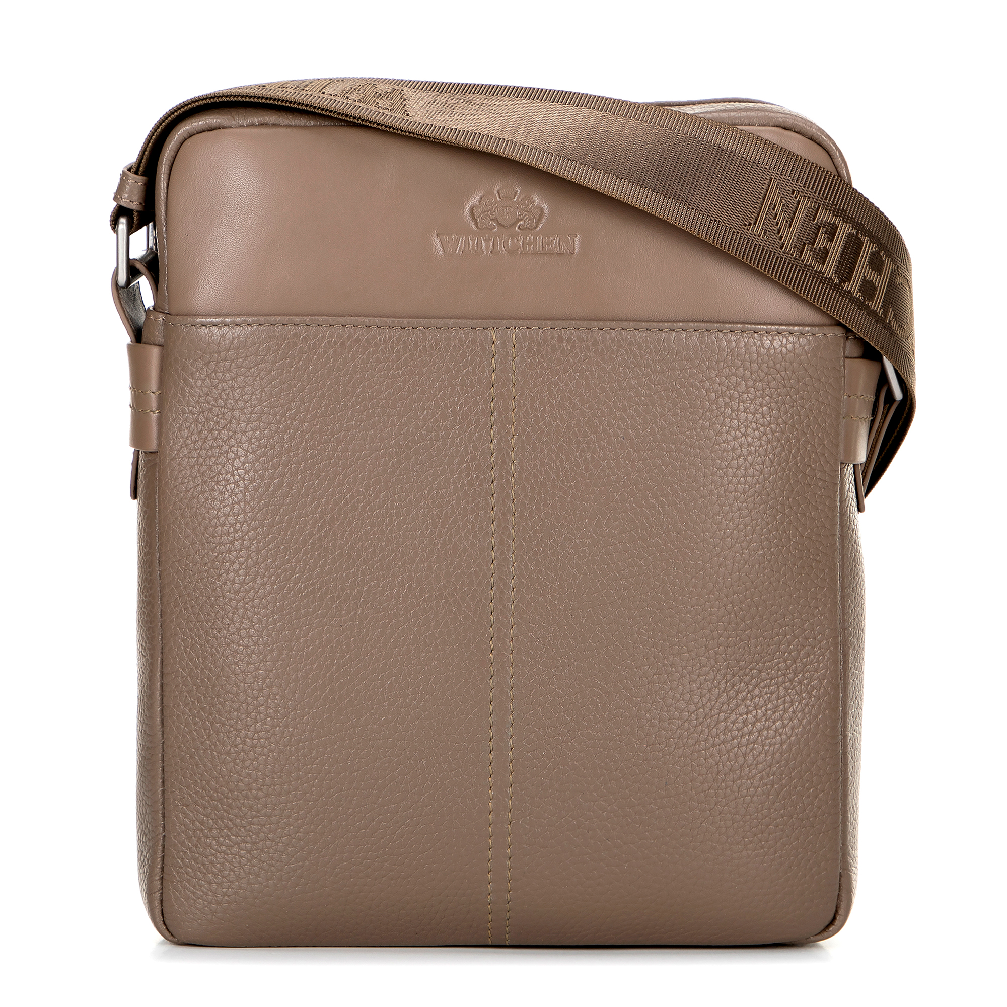 Priestranná pánska kožená crossbody taška s prešívaním taupe 100-4U-807-9, Vyberte variant taupe