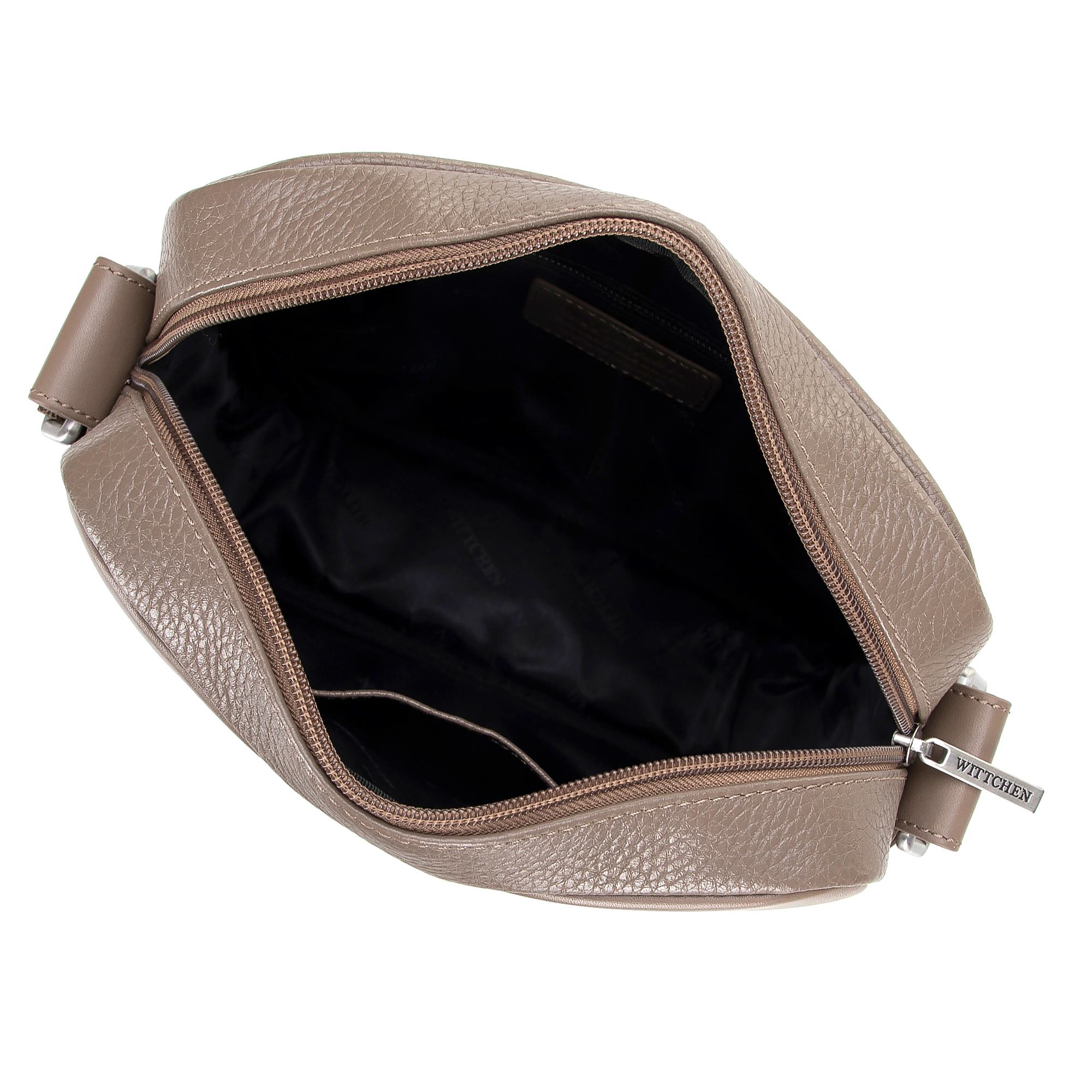 Priestranná pánska kožená crossbody taška s prešívaním taupe 100-4U-807-9, Vyberte variant taupe
