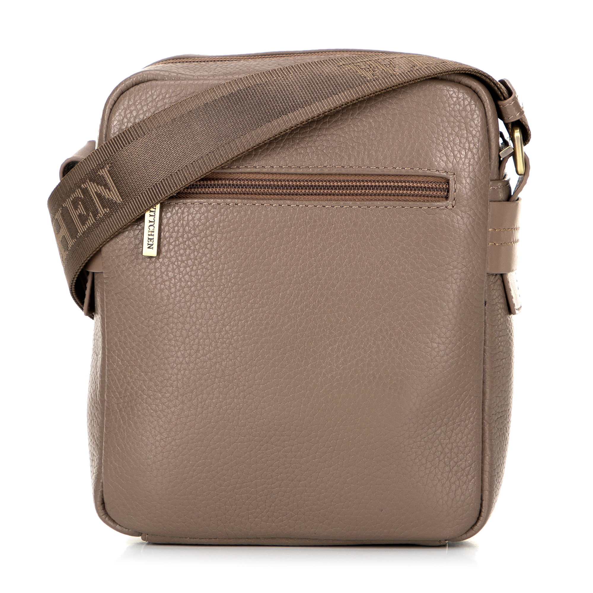 Pánska kožená crossbody taška s prešívaním taupe 100-4U-811-9, Vyberte variant taupe