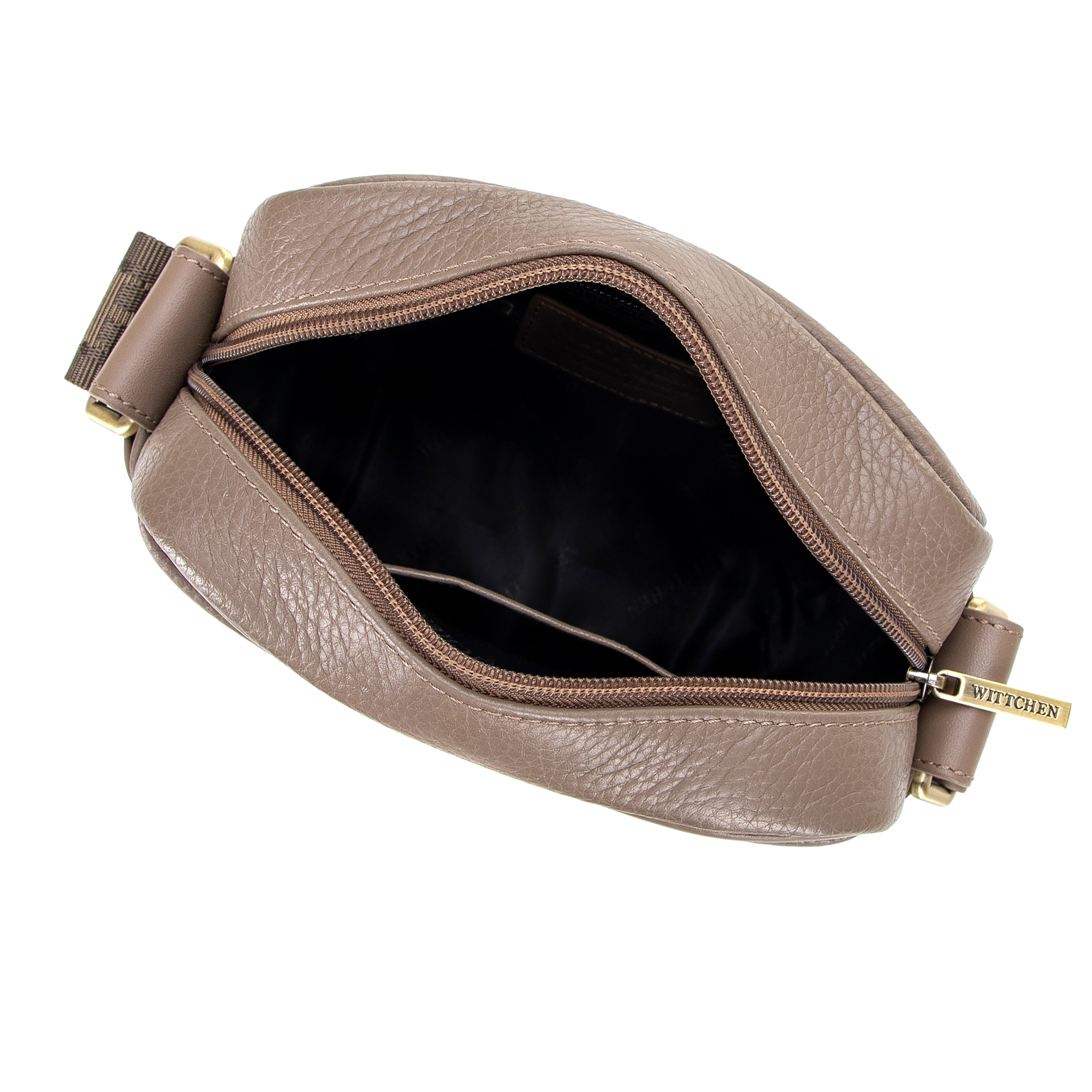 Pánska kožená crossbody taška s prešívaním taupe 100-4U-811-9, Vyberte variant taupe