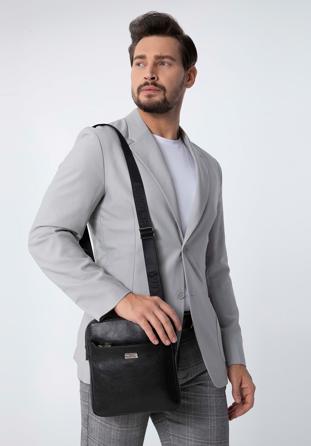 Men's leather messenger bag, black, 98-4U-901-1, Photo 1
