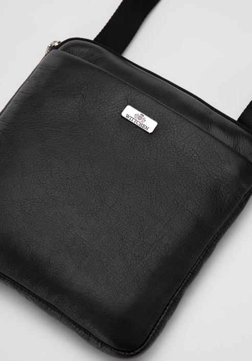 Men's leather messenger bag, black, 98-4U-901-4, Photo 4